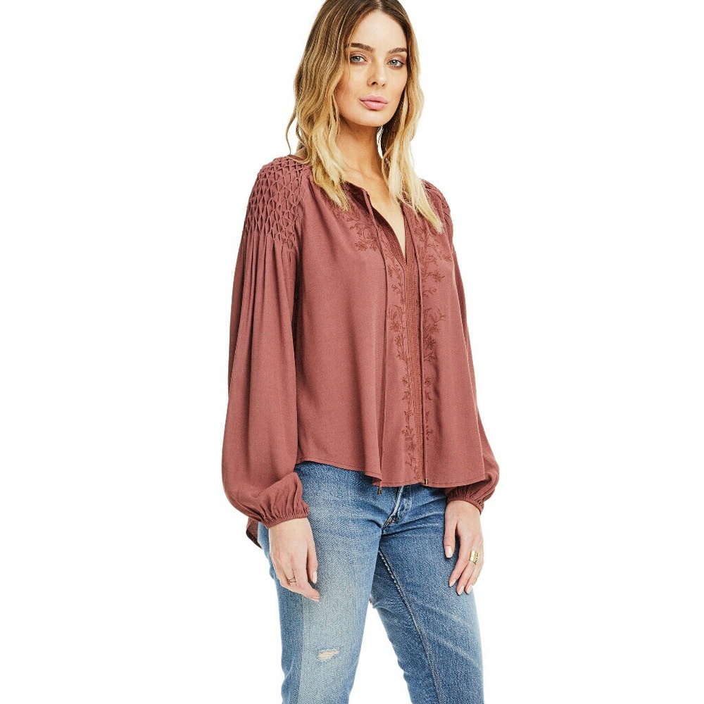 NWT ASTR Claudine Mauve Boho Top size L